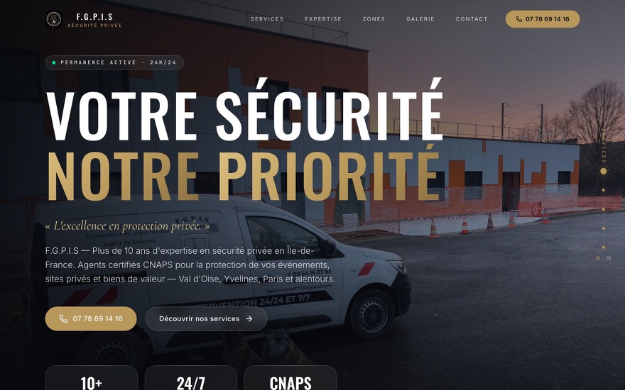 Aperçu du site FGPIS Sécurité, réalisé par Novellum