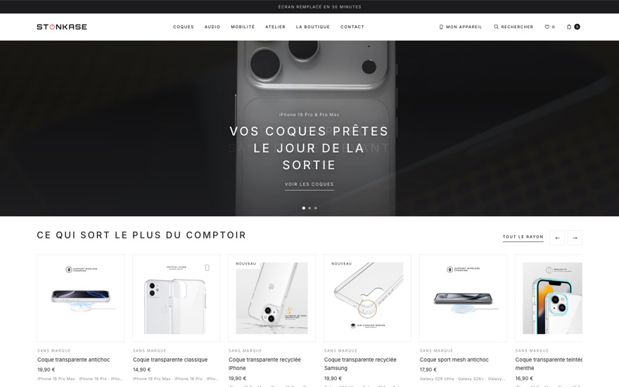 Aperçu du site de Stonkase, boutique de Taverny réalisée par Novellum